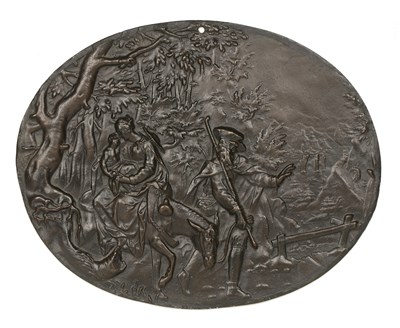 Lot 16 - Oval bronze relief plaque German, 17th/18th...
