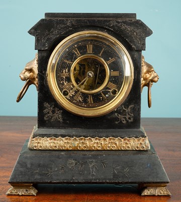 Lot 178 - A 19th century painted iron mantel clock