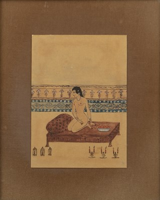 Lot 32 - Persian School miniature study of a girl on a...