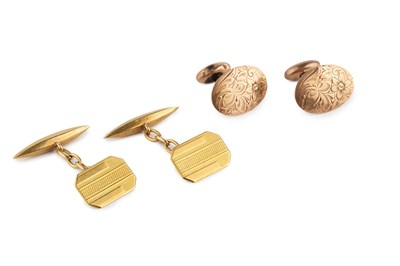 Lot 81 - A pair of 18ct gold cufflinks, with octagonal...