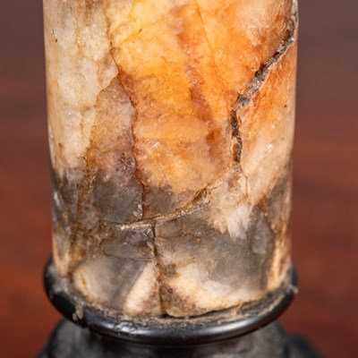 Lot 227 - An Ashford marble and Blue John candlestick