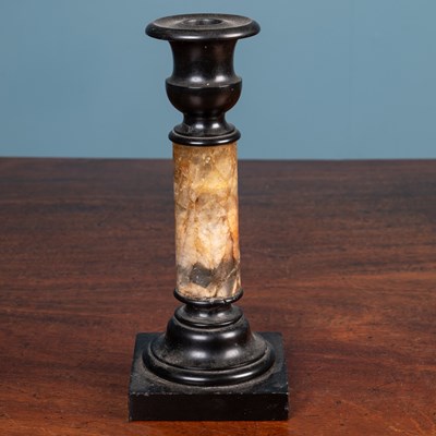 Lot 227 - An Ashford marble and Blue John candlestick