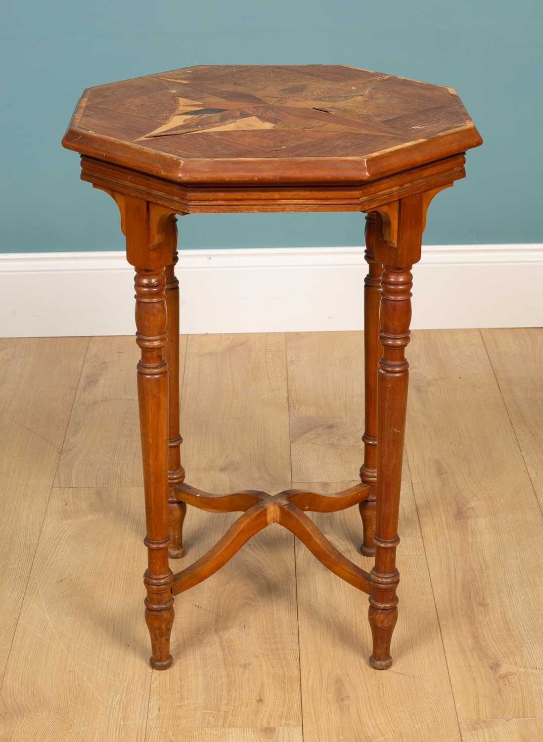 Lot 42 - A New Zealand native timbers octagonal specimen table in the manner of Anton Seuffert