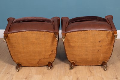 Lot 323 - A pair of leatherette upholstered library tub chairs