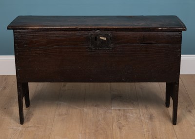 Lot 377 - A 17th century six-plank oak coffer or chest