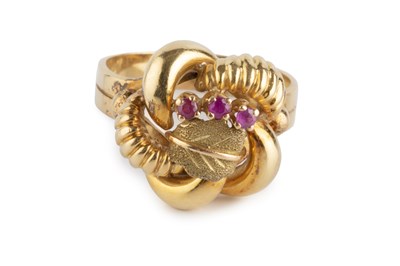 Lot 68 - A stone set dress ring, the twisted panel with...