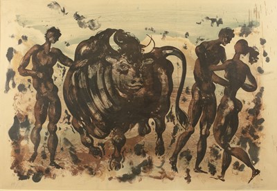 Lot 35 - Roland Jarvis (1926-2016) Fighting bulls,...