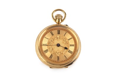 Lot 115 - An 18ct gold open face fob watch, the circular...