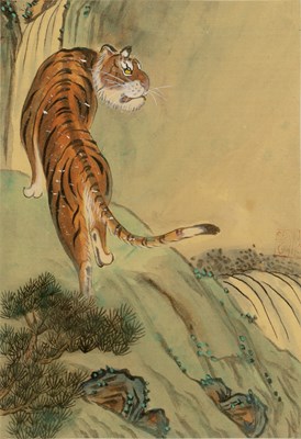 Lot 300 - 20th century Chinese school Tiger on a hilltop;...