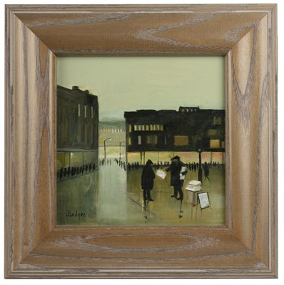 Lot 312 - Janet Ledger (b.1931) The Newspaper vendor,...