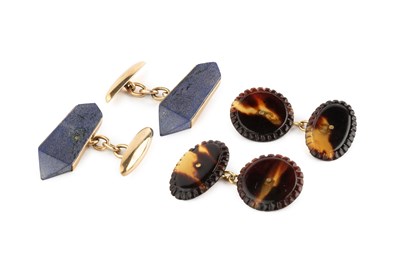 Lot 79 - Two pairs of cufflinks, the first with blue...