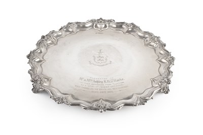 Lot 605 - A George V silver salver, with floral and...