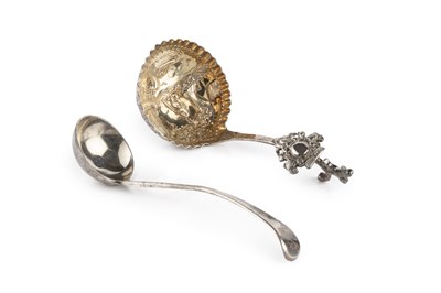 Lot 608 - A Continental late 19th century silver ladle,...