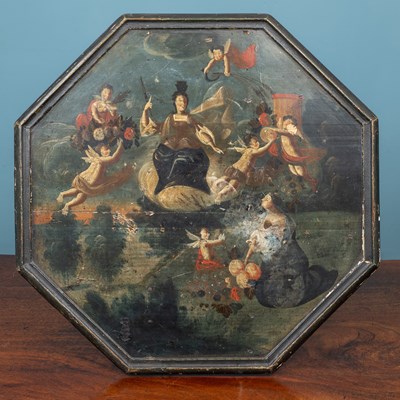 Lot 427 - An 18th or 19th century Dutch octagonal painted table top