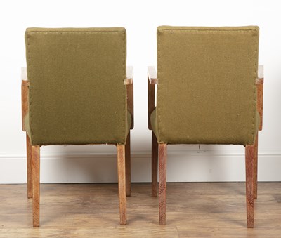 Lot 101 - Pair of Heals elbow chairs Limed oak frame,...