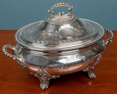 Lot 557 - A Continental, possibly French, silver plated tureen and cover