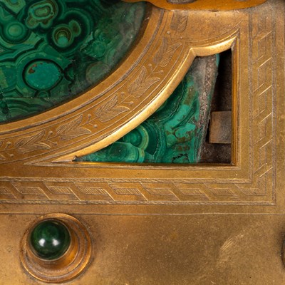 Lot 378 - A Victorian Gothic revival malachite and gilt metal ink well
