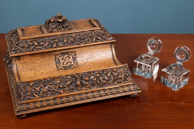 Lot 392 - A Victorian oak desk stand