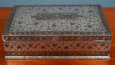 Lot 565 - A 19th century decorative Indian bidriware inlaid steel work box