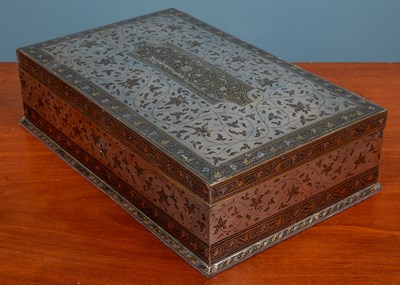 Lot 565 - A 19th century decorative Indian bidriware inlaid steel work box