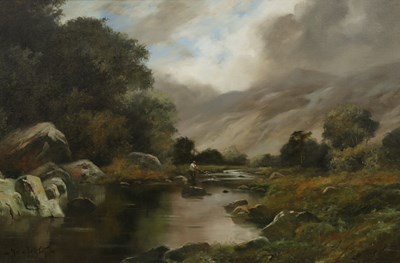 Lot 216 - John Trickett (20th century) River landscape...