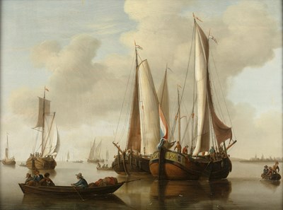 Lot 215 - Manner of Peter Monamy Dutch sailing vessels...