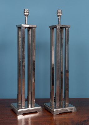 Lot 135 - A pair of Art Deco style chrome plated table lamps