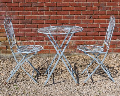 Lot 1230 - A light blue painted cafe set