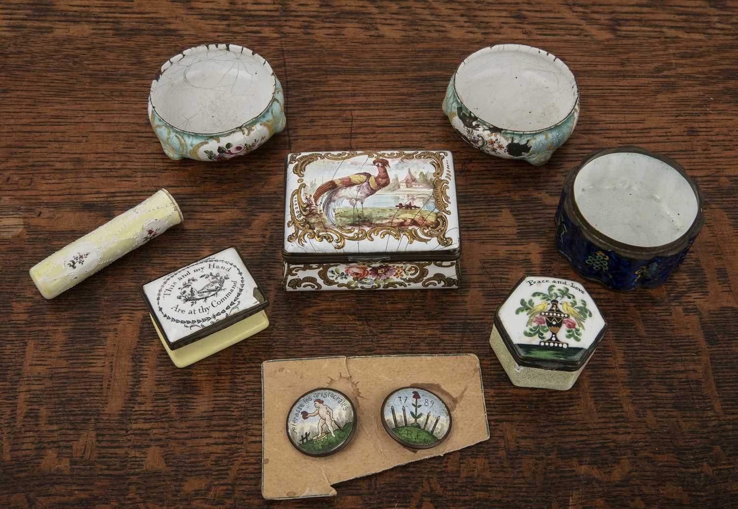 Lot 372 - Group of enamel pieces including a Battersea...