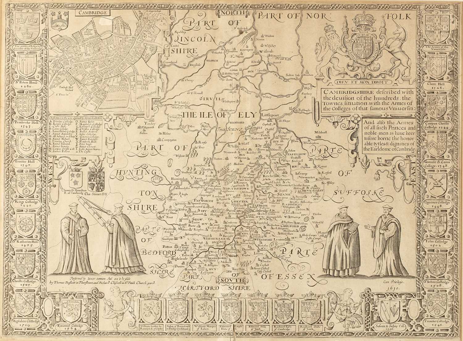 Lot 28 - John Speede Map of Cambridgeshire, engraving,...