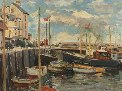 Lot 281 - James Kay Honfleur harbour, signed, oil on...