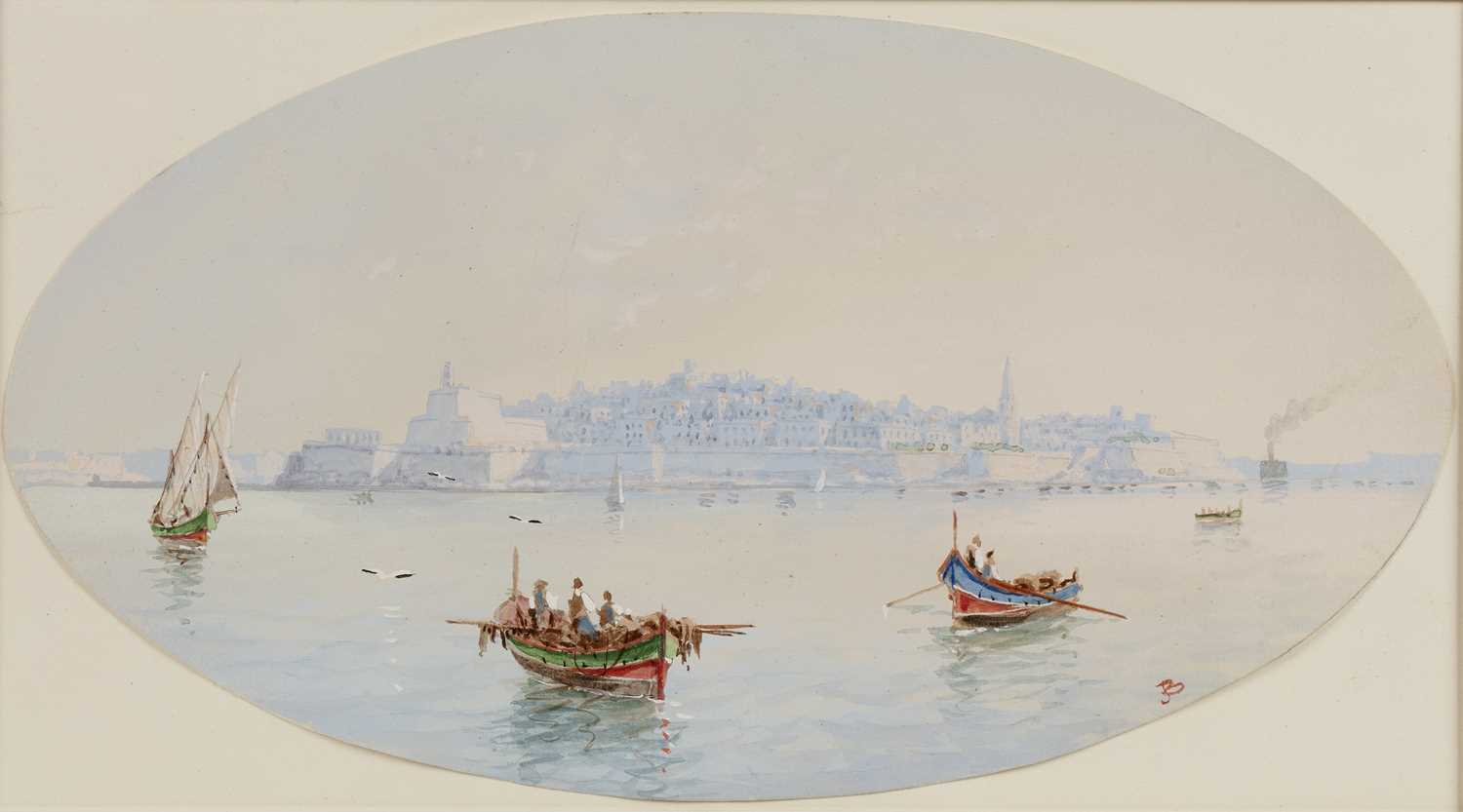 Lot 170 - Joseph Bonello (b.1878) Valetta Harbour, Malta,...