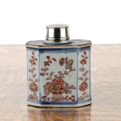 Lot 411 - Export Imari porcelain caddy  with a later...