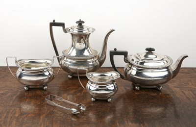 Lot 408 - Four-piece Victorian silver tea set of simple...