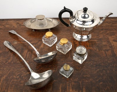 Lot 366 - Group of pieces including a silver oval desk...