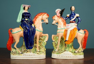 Lot 53 - A pair of 19th century Staffordshire Royal figures on horseback