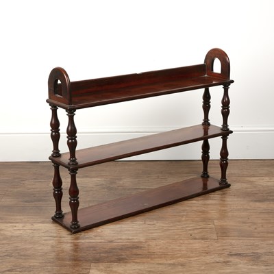 Lot 172 - Mahogany three tier shelf Victorian, with...