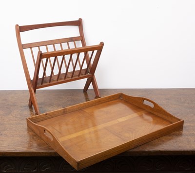 Lot 129 - Cotswold School Walnut tray, with twin cut out...