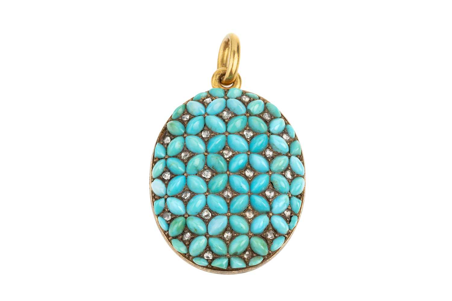 Lot 27 - A 19th century French turquoise and diamond...