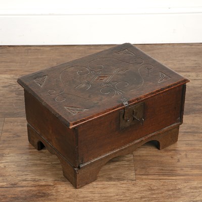 Lot 177 - Oak box on stand late 17th/early 18th Century,...