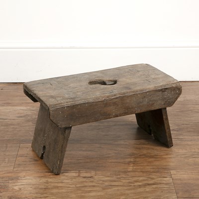 Lot 179 - Oak rustic country stool early 19th Century,...