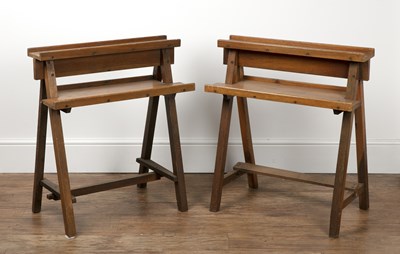 Lot 180 - Pair of oak artist trestle easels late...