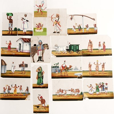 Lot 143 - Collection of gouache paintings on mica Indian,...