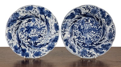 Lot 1 - Pair of blue and white shallow bowls Chinese,...