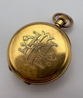 Lot 244 - An open face fob watch, the engine-turned gilt...