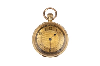 Lot 244 - An open face fob watch, the engine-turned gilt...