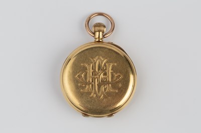 Lot 244 - An open face fob watch, the engine-turned gilt...
