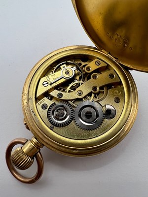 Lot 244 - An open face fob watch, the engine-turned gilt...