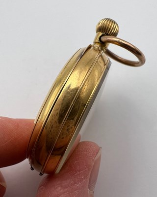 Lot 244 - An open face fob watch, the engine-turned gilt...