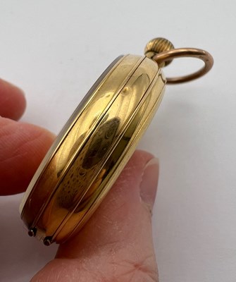 Lot 244 - An open face fob watch, the engine-turned gilt...